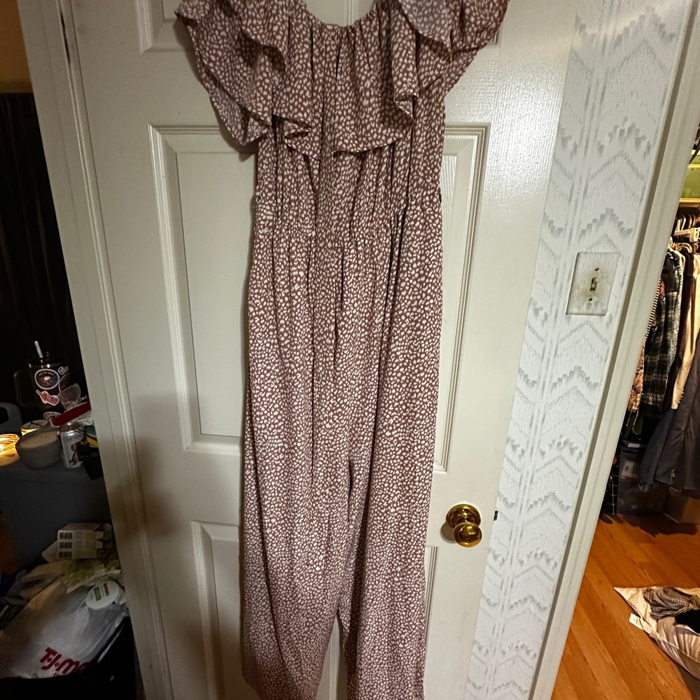 She + Sky Ruffled pink romper